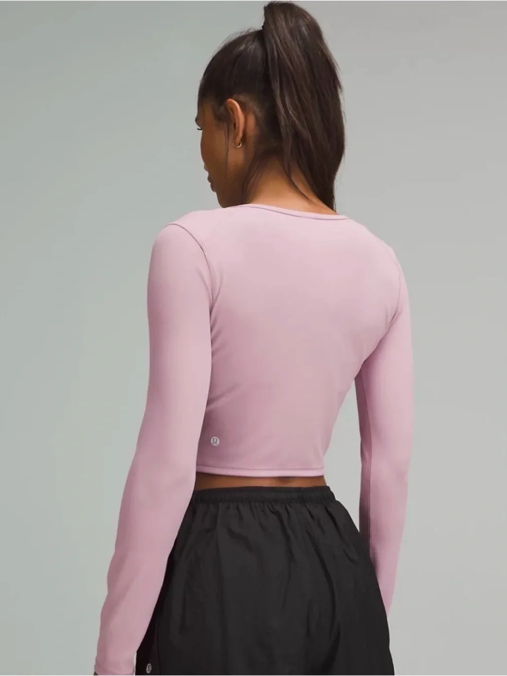 lululemon athletica Cropped Long-Sleeve Crew in Light Pink